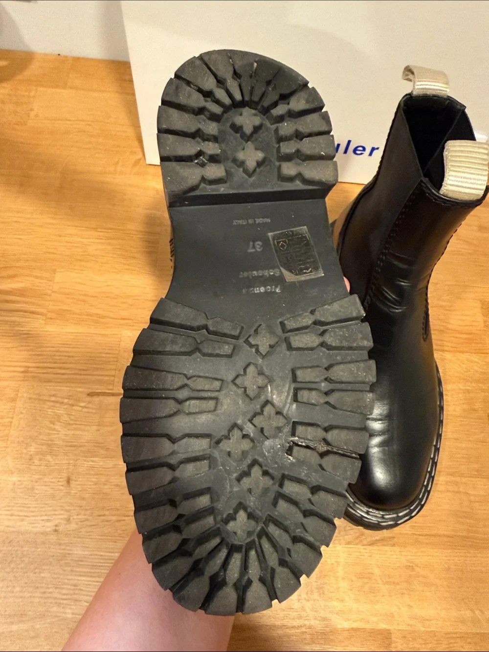 Proenza Schouler Black Leather Chelsea Lug Sole Platform Boots Italy EU 37